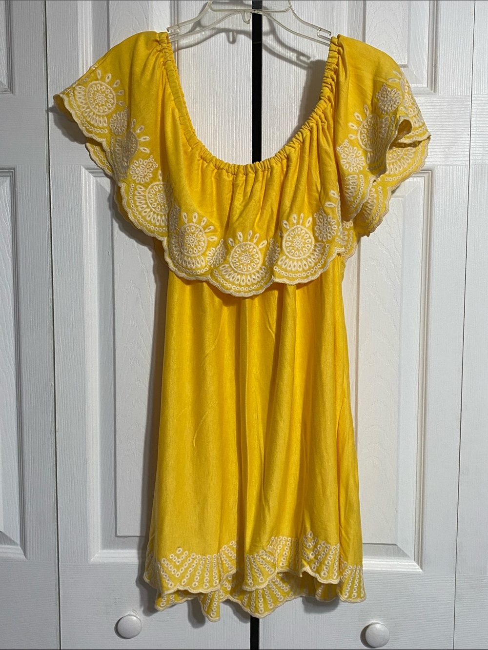 Fever yellow embroidered festival Off Shoulder Boho Blouse top shirt size 2X